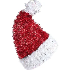 Suspension bonnet Père Noël scintillant rouge et blanc-Gifi