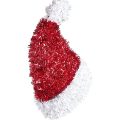 Suspension bonnet Père Noël scintillant rouge et blanc-Gifi