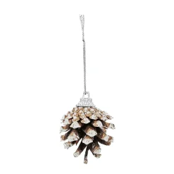 Suspension boule de Noël blanche et pomme de pin argentée x10-Gifi Hot