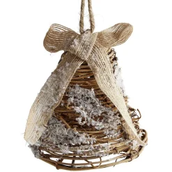 Suspension cloche en rotin avec noeud en jute H.11,5 cm-Gifi Hot