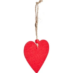 Suspension coeur/étoile/sapin bois et feutrine rouge ou blanc-Gifi Clearance