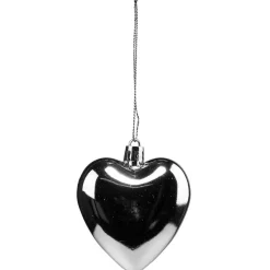 Suspension de Noël Coeur à suspendre gris argenté pailleté H7 cm X6-Gifi Hot