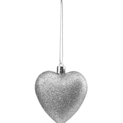 Suspension de Noël Coeur à suspendre gris argenté pailleté H7 cm X6-Gifi Hot