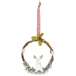 Suspension de Noël Couronne en bois déco animal-Gifi Online