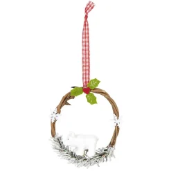 Suspension de Noël Couronne en bois déco animal-Gifi Online