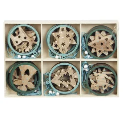 Suspension de Noël en bois Ange Étoile Renne Sapin naturel vert x24-Gifi Clearance