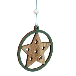 Suspension de Noël en bois Ange Étoile Renne Sapin naturel vert x24-Gifi Clearance