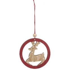 Suspension de Noël en bois Ange Étoile Renne Sapin naturel rouge x24-Gifi Outlet