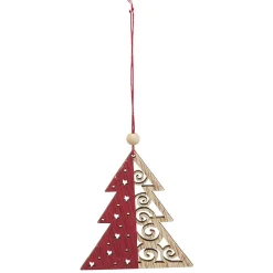 Suspension de Noël en bois Ange Étoile Renne Sapin naturel rouge x24-Gifi Outlet