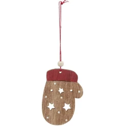 Suspension de Noël en bois Ange Étoile Renne Sapin naturel rouge x24-Gifi Outlet