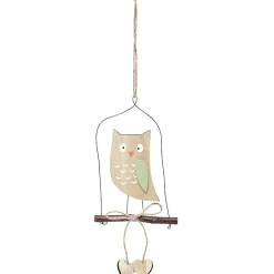 Suspension de Noël en bois hibou sur branche-Gifi