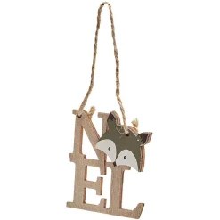 Suspension de Noël en bois inscription Noël avec animal x4-Gifi Discount