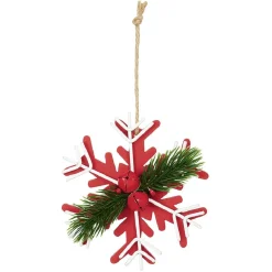 Suspension de Noël Flocon en bois avec décor houx-Gifi Sale