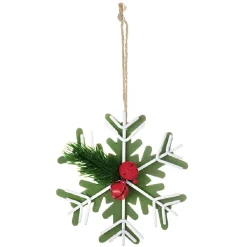 Suspension de Noël Flocon en bois avec décor houx-Gifi Sale