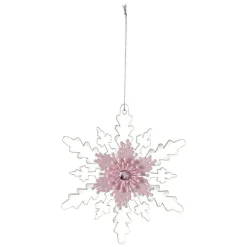 Suspension de Noël Flocon rose transparent-Gifi Outlet