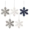 Suspension de Noël Flocon pailleté argenté blanc et bleu Ø9 cm X5-Gifi Sale