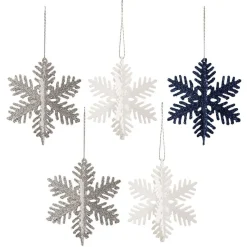 Suspension de Noël Flocon pailleté argenté blanc et bleu Ø9 cm X5-Gifi Sale