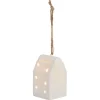 Suspension de Noël lumineuse forme maison céramique blanche 1LED blanc chaud H7,5cm-Gifi Discount