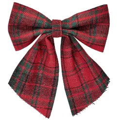 Suspension de Noël Noeud motif tartan rouge x2-Gifi New