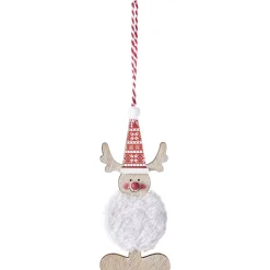 Suspension de Noël Personnage en bois avec fourrure-Gifi Clearance