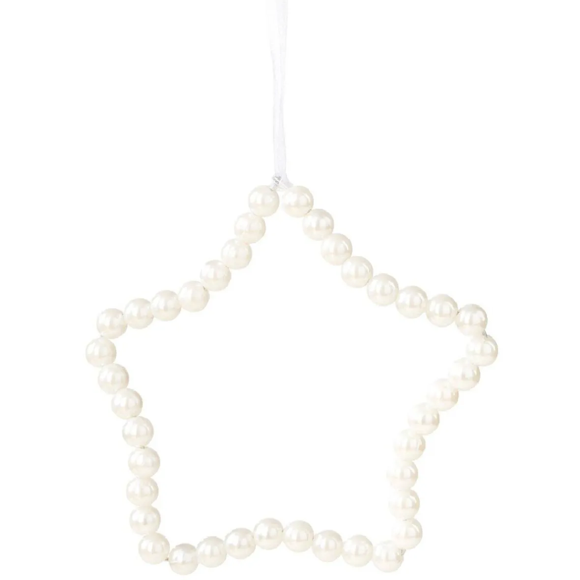 Suspension de Noël étoile en perles blanches-Gifi Discount