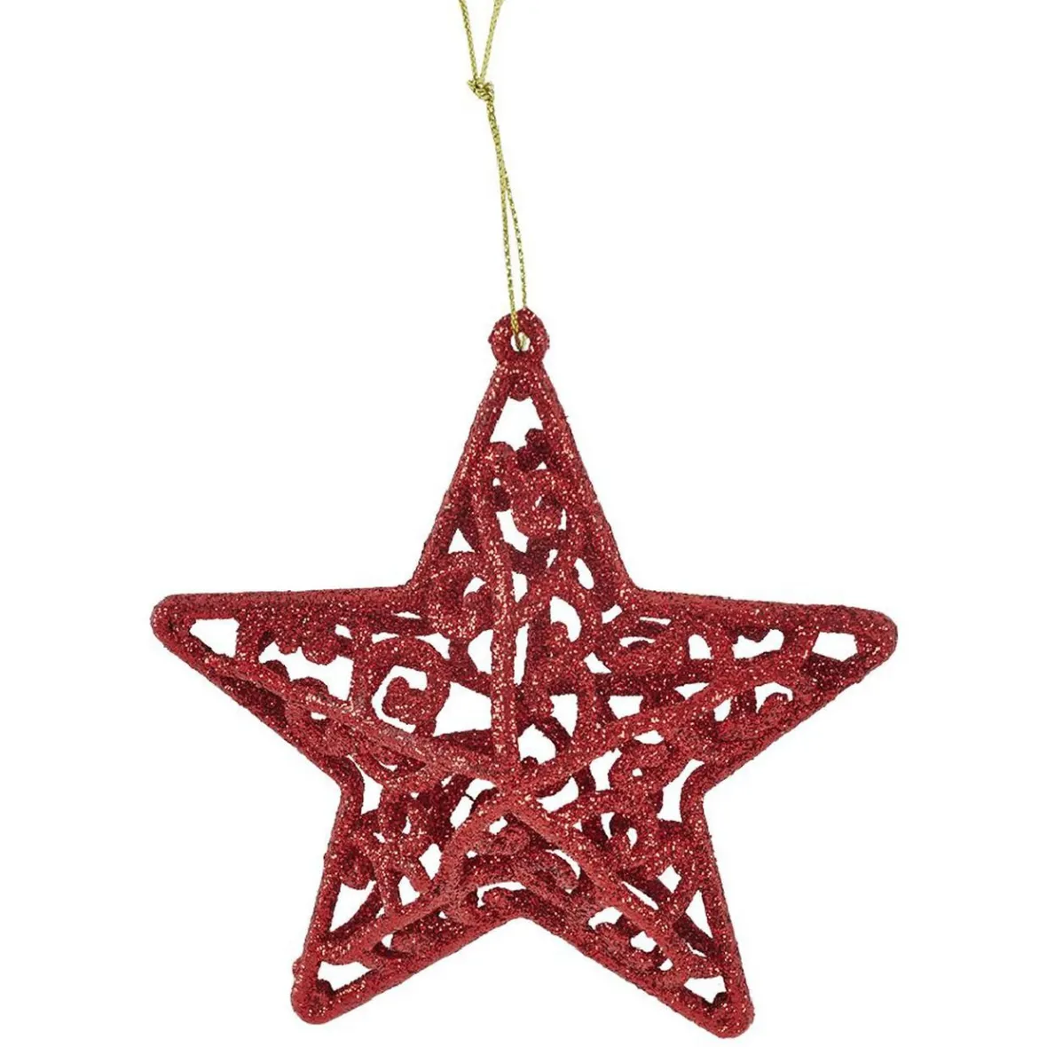 Suspension de Noël étoile rouge pailletté x3-Gifi Discount