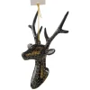 Suspension de Noël Tête de Renne craquelé Noir Doré-Gifi Sale