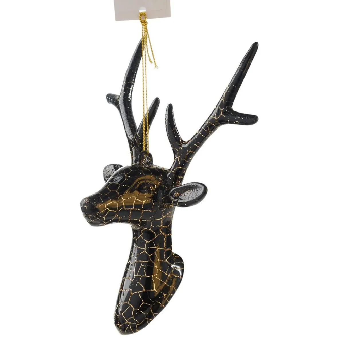 Suspension de Noël Tête de Renne craquelé Noir Doré-Gifi Sale