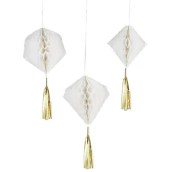 Suspension en papier blanc de forme géométrique x 3-Gifi Online