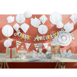 Suspension en papier blanc de forme géométrique x 3-Gifi Online