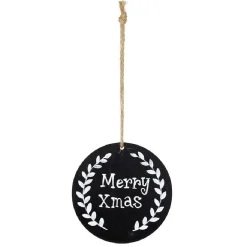 Suspension forme Couronne de Noël mdf noir et blanc-Gifi Discount