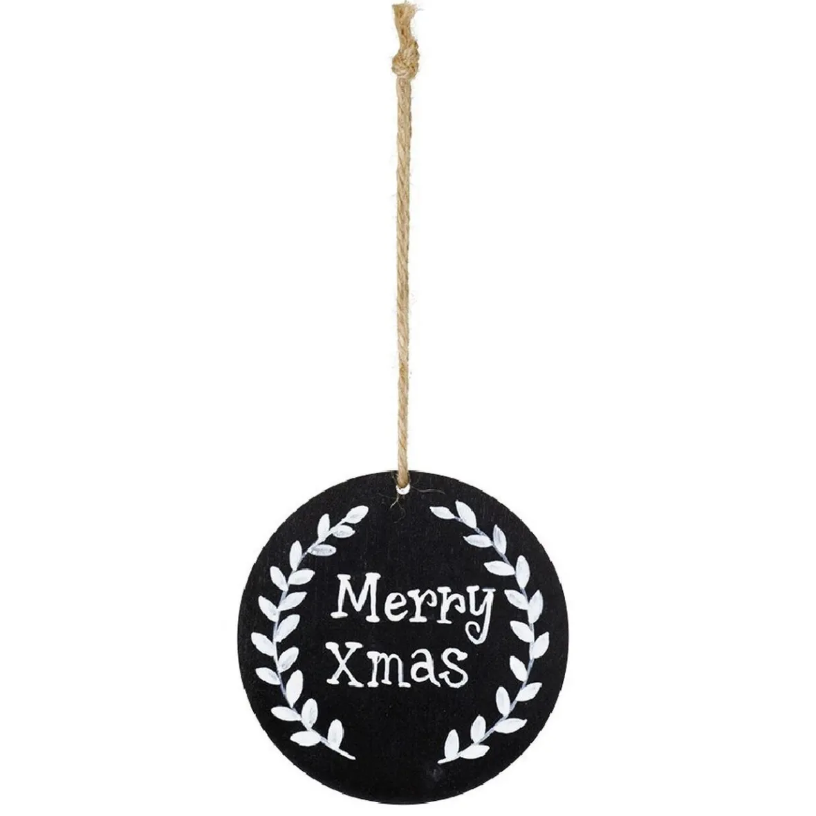 Suspension forme Couronne de Noël mdf noir et blanc-Gifi Discount