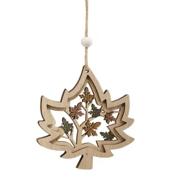 Suspension forêt décoration de Noël en bois ajouré H.10 cm-Gifi
