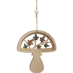 Suspension forêt décoration de Noël en bois ajouré H.10 cm-Gifi