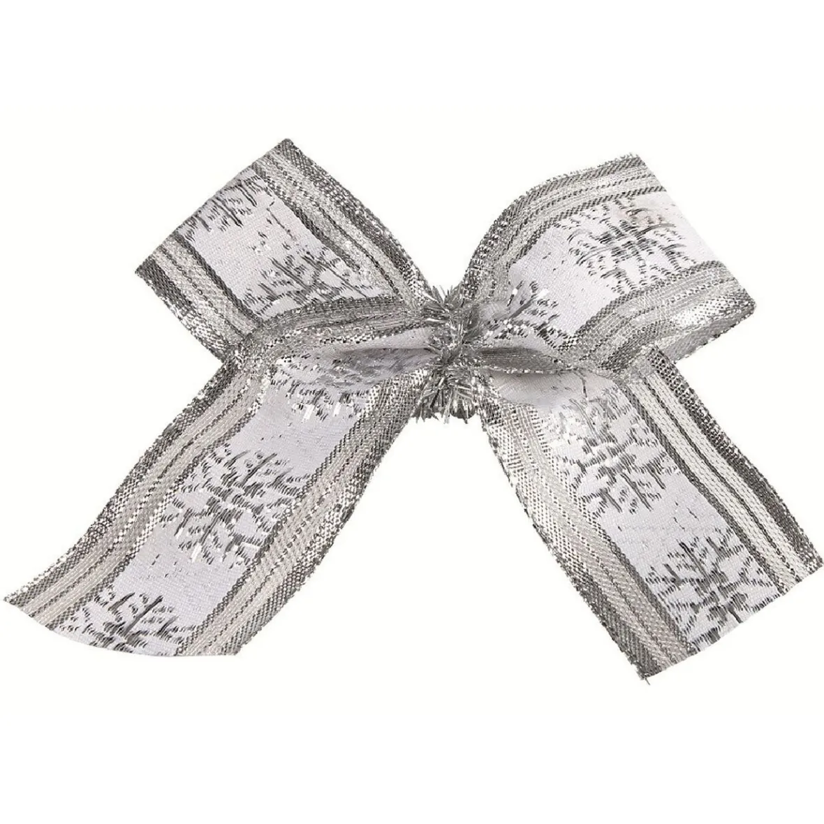 Suspension Noeud de Noël argenté x4-Gifi Outlet