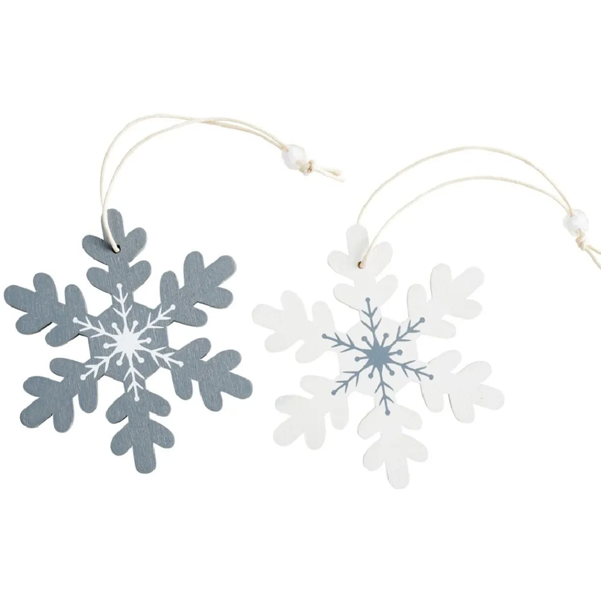 Suspension Noël motifs flocon et cerf blanche et grise x12-Gifi Outlet