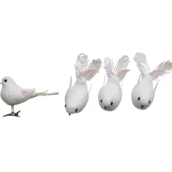 Suspension oiseau blanc Noël x4-Gifi Outlet
