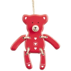 Suspension Ourson de Noël en bois rouge et blanc H10,5cm-Gifi Hot