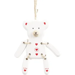 Suspension Ourson de Noël en bois rouge et blanc H10,5cm-Gifi Hot