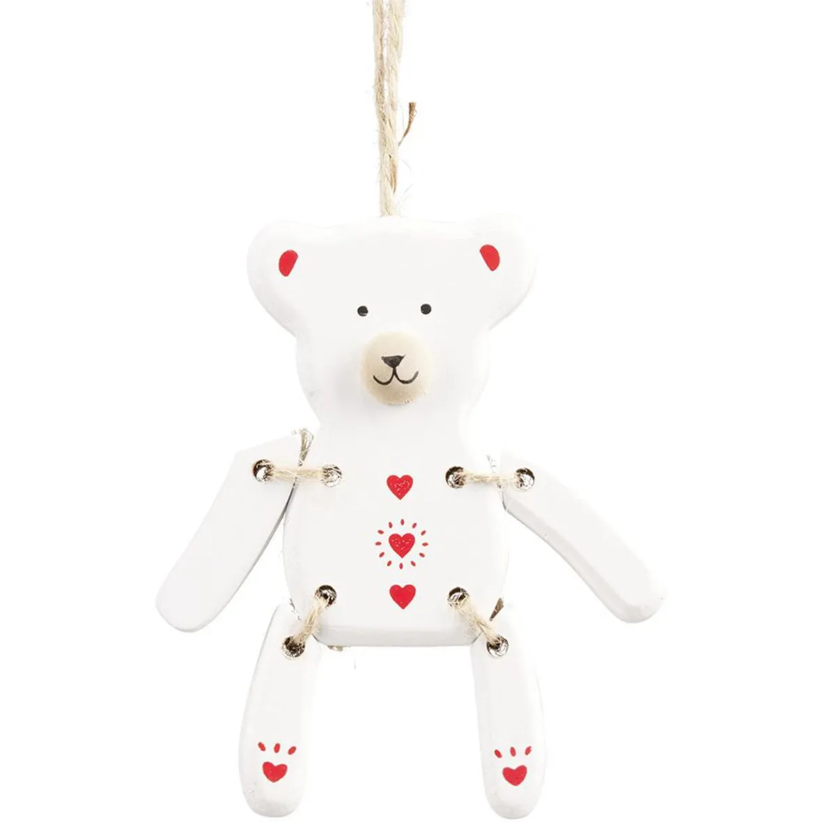 Suspension Ourson de Noël en bois rouge et blanc H10,5cm-Gifi Hot