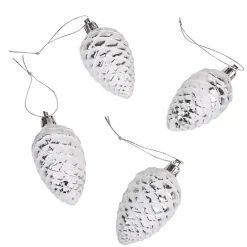 Suspension pomme de pin blanche argentée x4-Gifi New