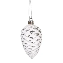 Suspension pomme de pin blanche argentée x4-Gifi New