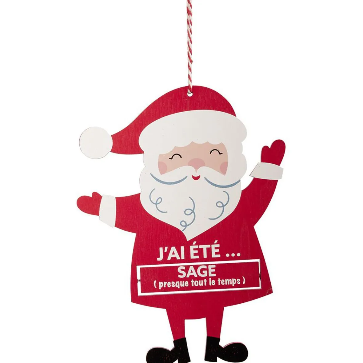 Suspension Père Noël pancarte rotative "J'ai été sage/vilain" en bois-Gifi Best