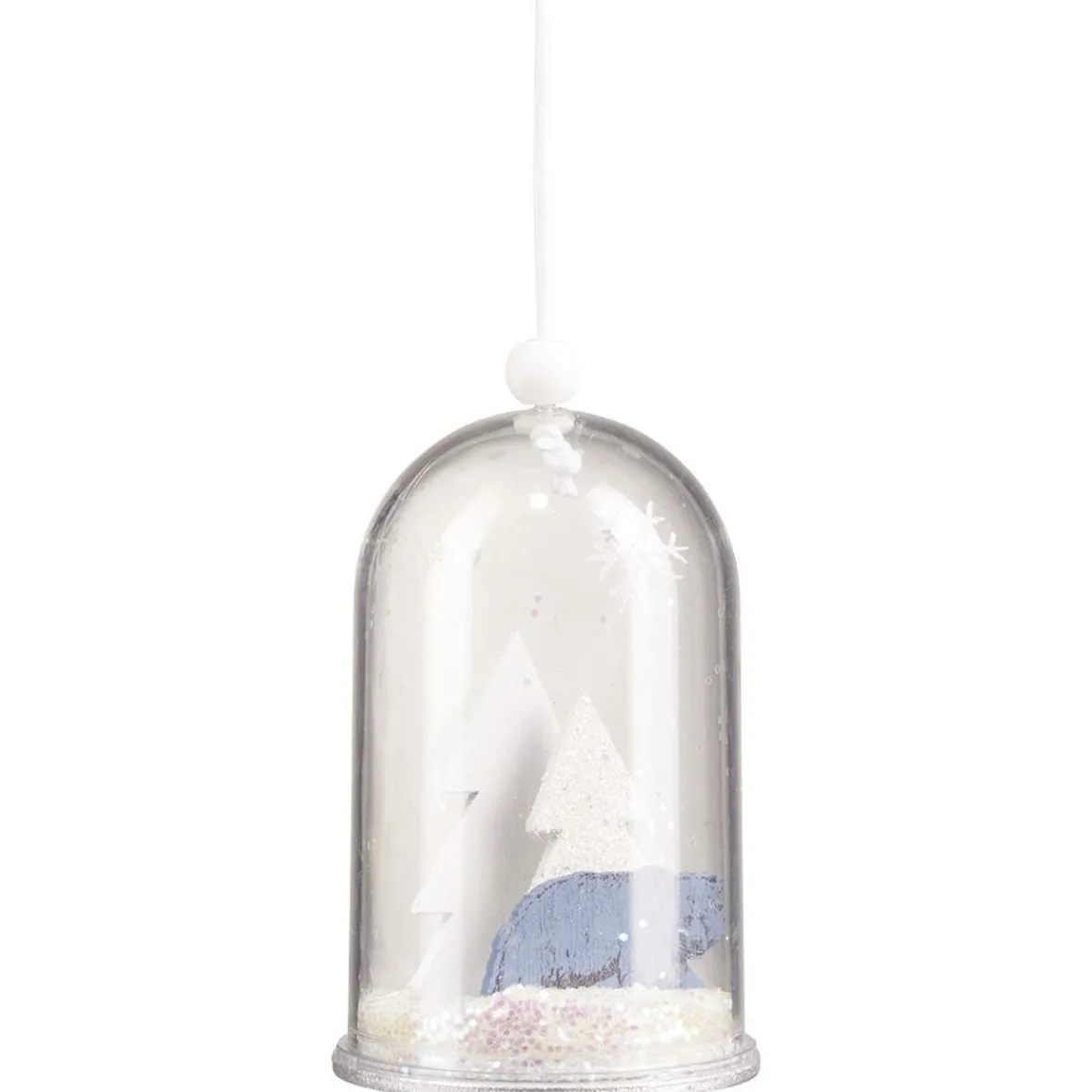 Suspension transparente décor neige paillette, renne ou ours H10,5cm-Gifi Best