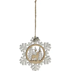 Suspension village de Noël dans flocon en bois-Gifi Outlet