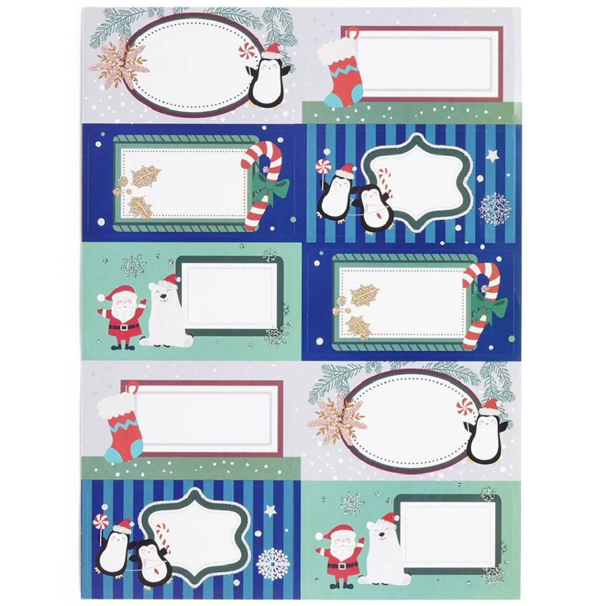 Étiquette cadeau autocollante Noël motif pingouin ours 4x8cm x10-Gifi Best