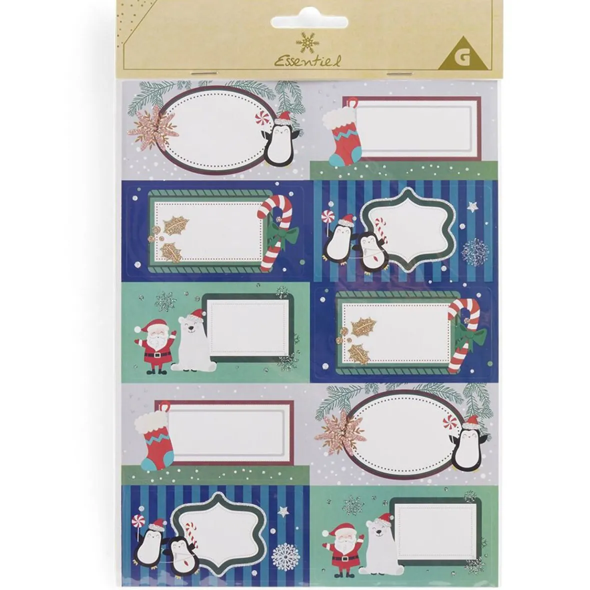 Étiquette cadeau autocollante Noël motif pingouin ours 4x8cm x10-Gifi Best