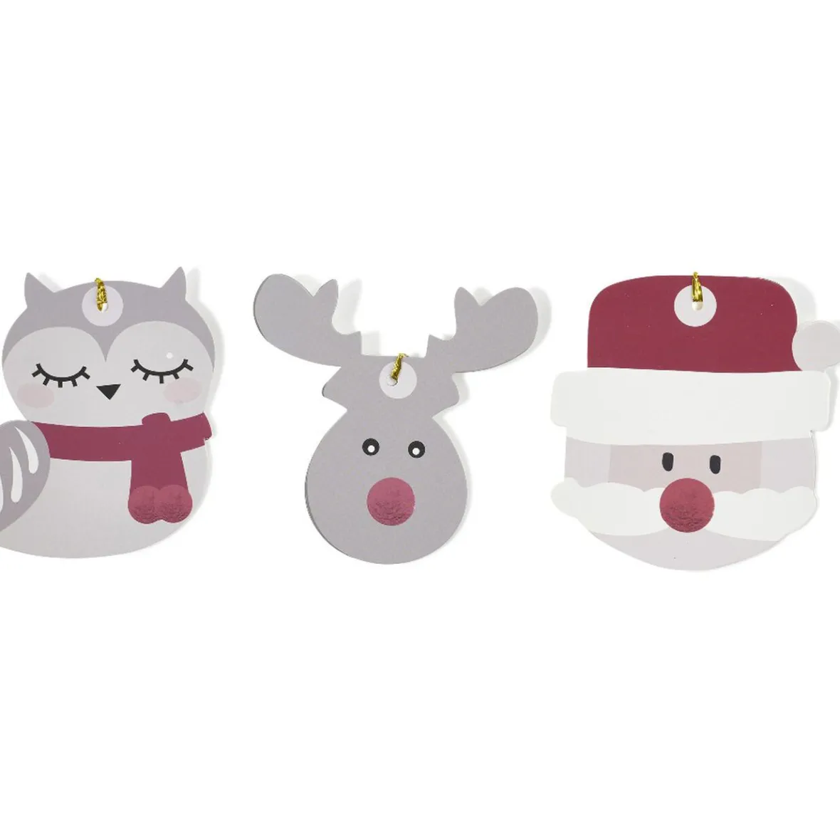 Étiquette cadeau enfant forme Personnages de Noël x6-Gifi Best