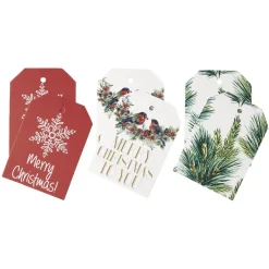 Étiquette cadeau motif traditionnel rouge x6-Gifi