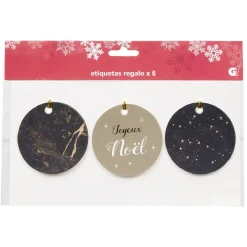 Étiquette cadeau Noël dorée x6-Gifi Clearance